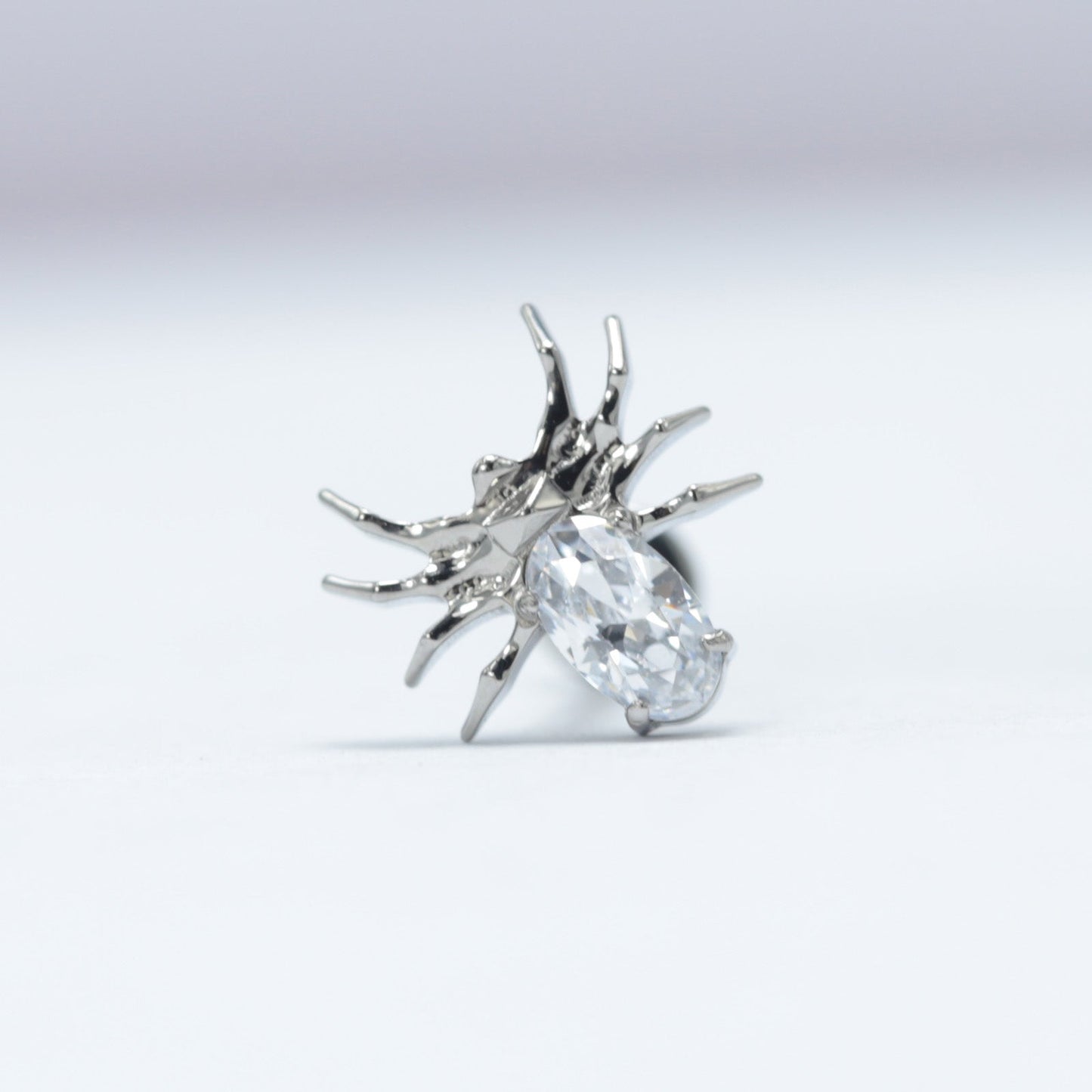 16G ASTM F136 Titanium Labret Stud Spider Cubic Zirconia