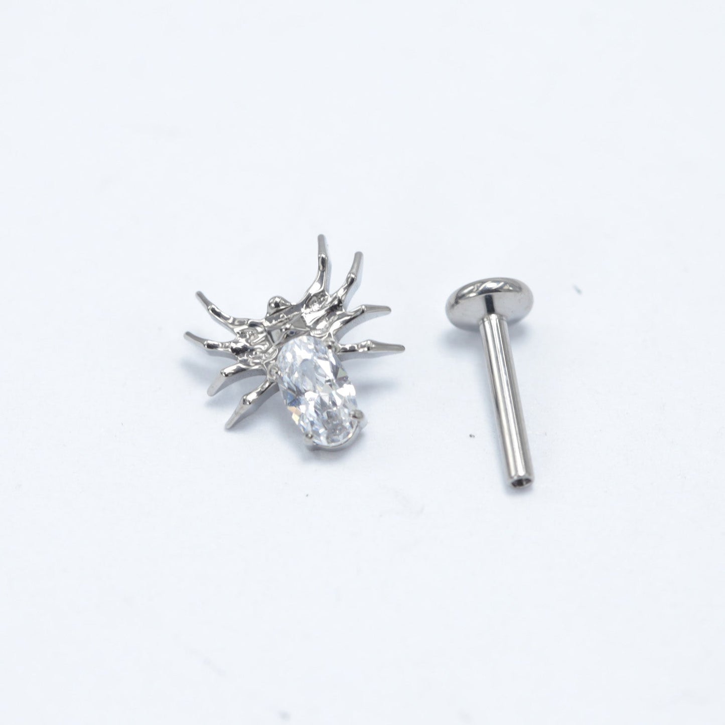 16G ASTM F136 Titanium Labret Stud Spider Cubic Zirconia