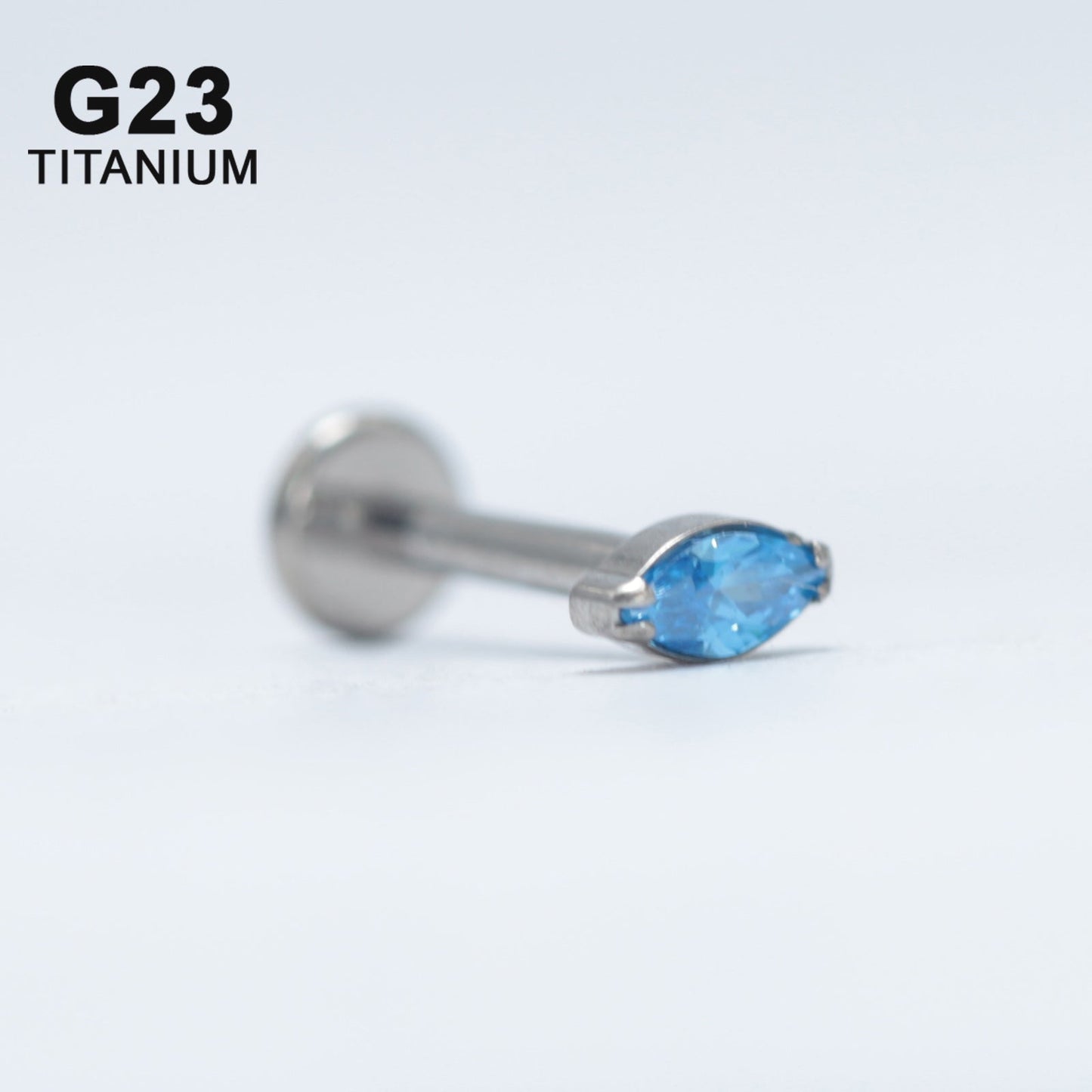 16G ASTM F136 Titanium Horse Eye Labret Stud Internal Threaded