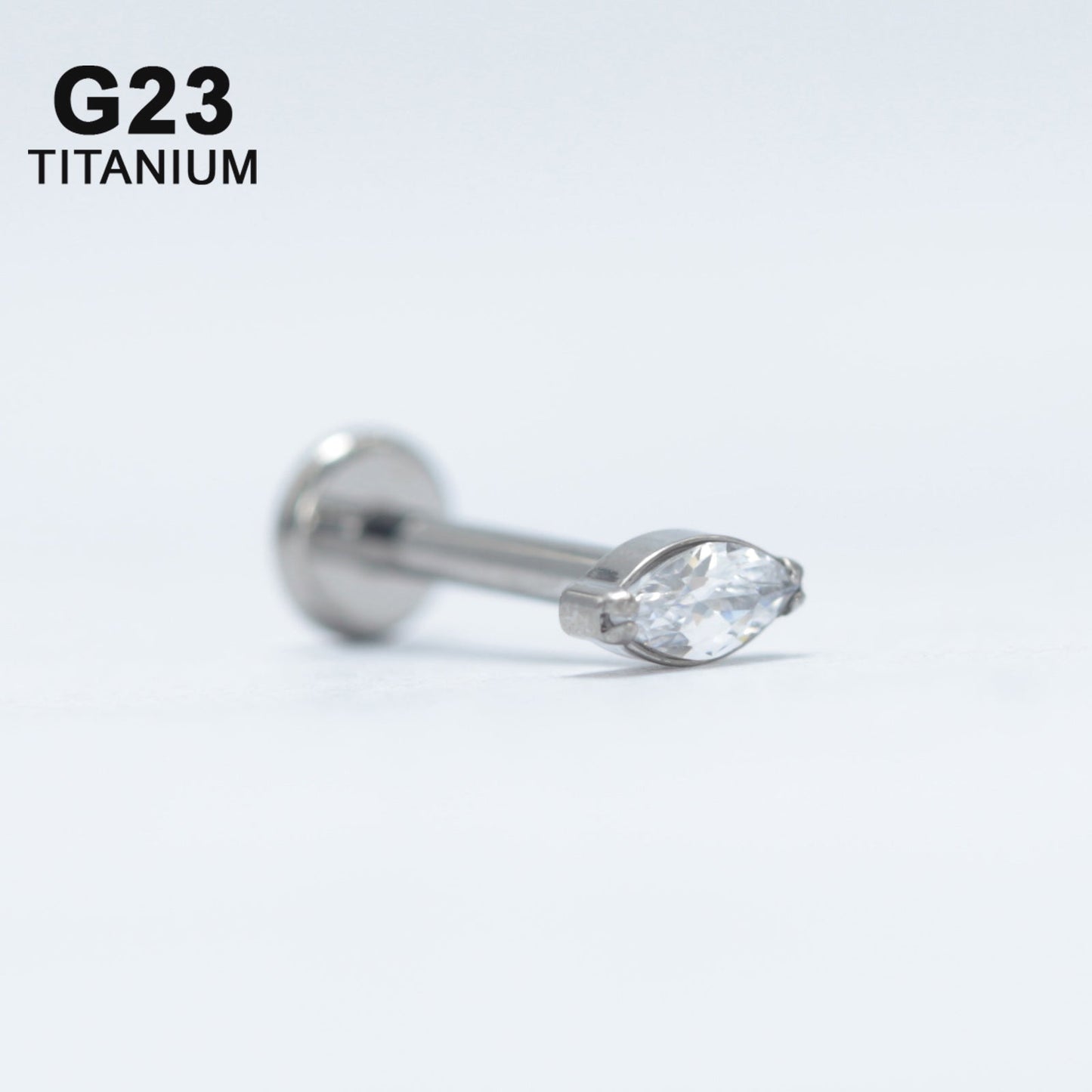 16G ASTM F136 Titanium Horse Eye Labret Stud Internal Threaded