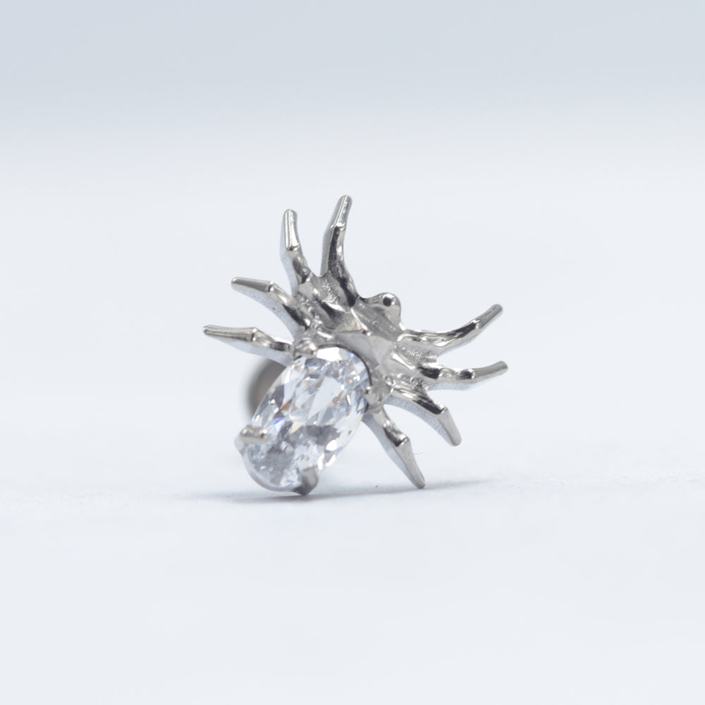 16G ASTM F136 Titanium Labret Stud Spider Cubic Zirconia