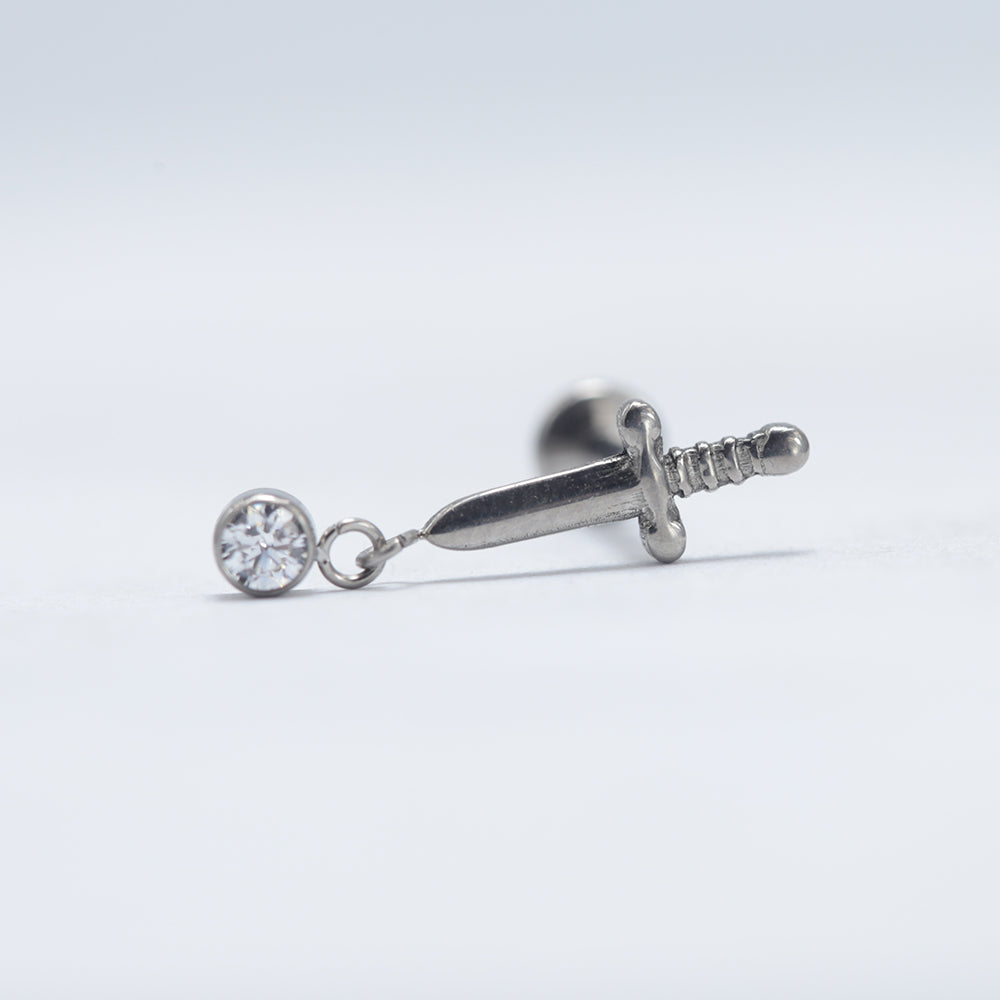 16G ASTM F136 Titanium Dangling Pendant Labret Stud