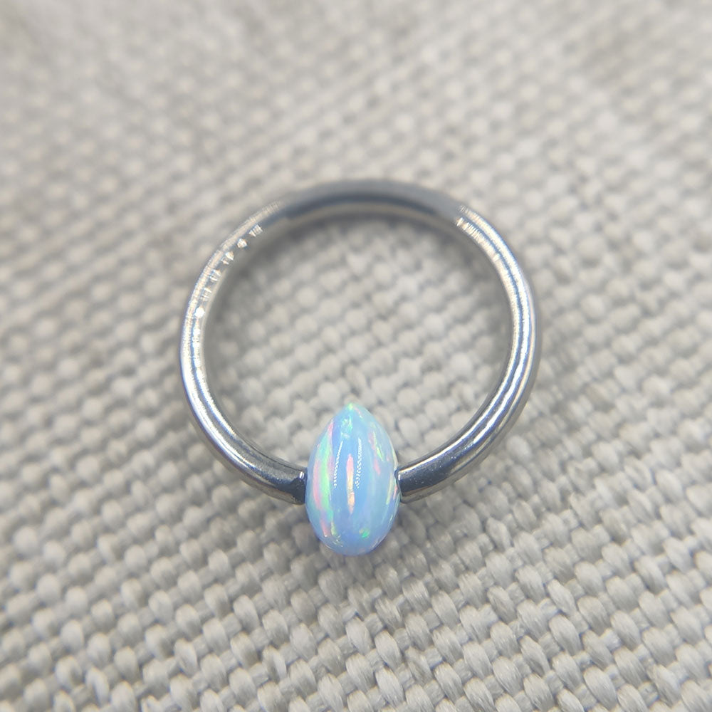 16G ASTM F136 Titanium Bullet Opal Captive Bead Ring