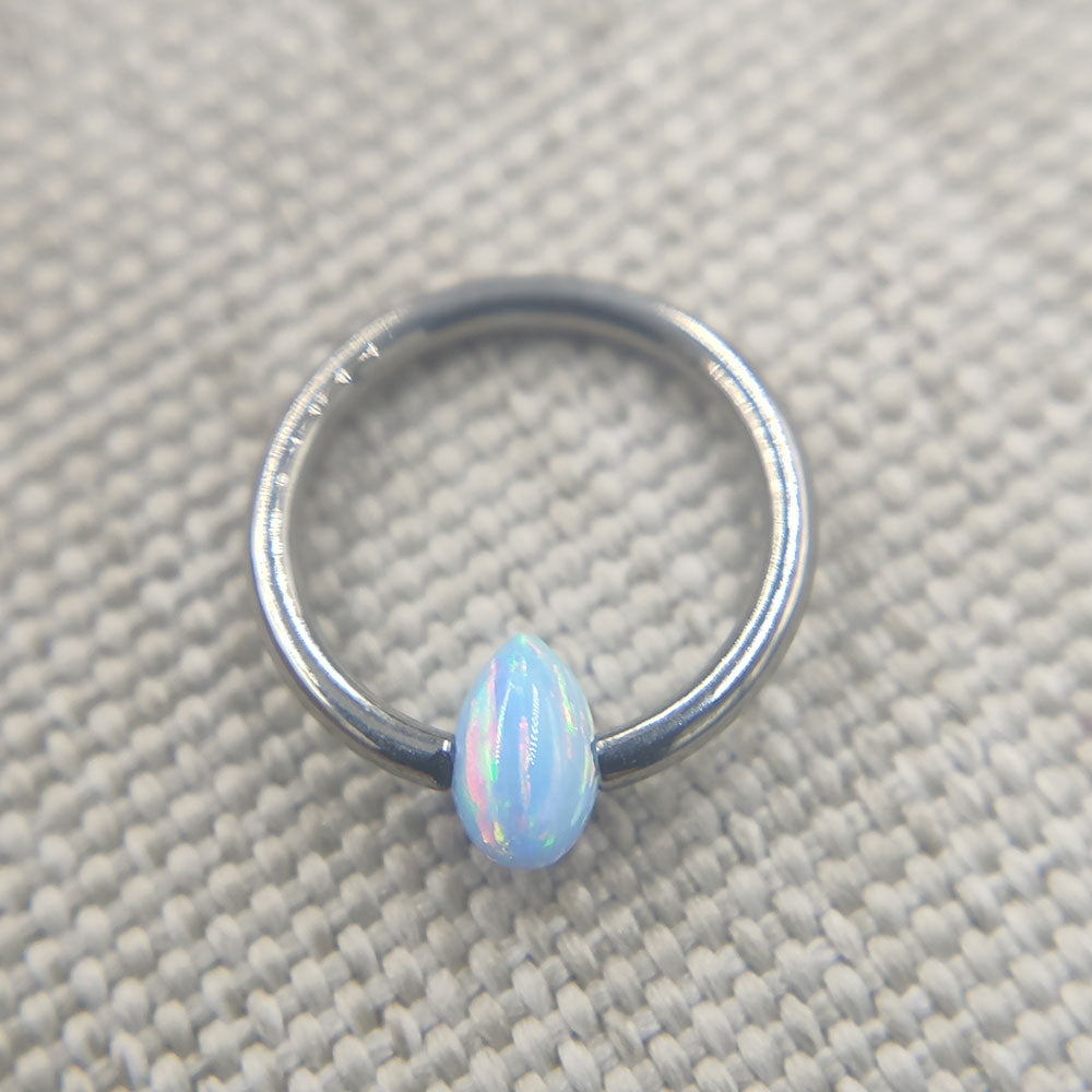 16G ASTM F136 Titanium Bullet Opal Captive Bead Ring