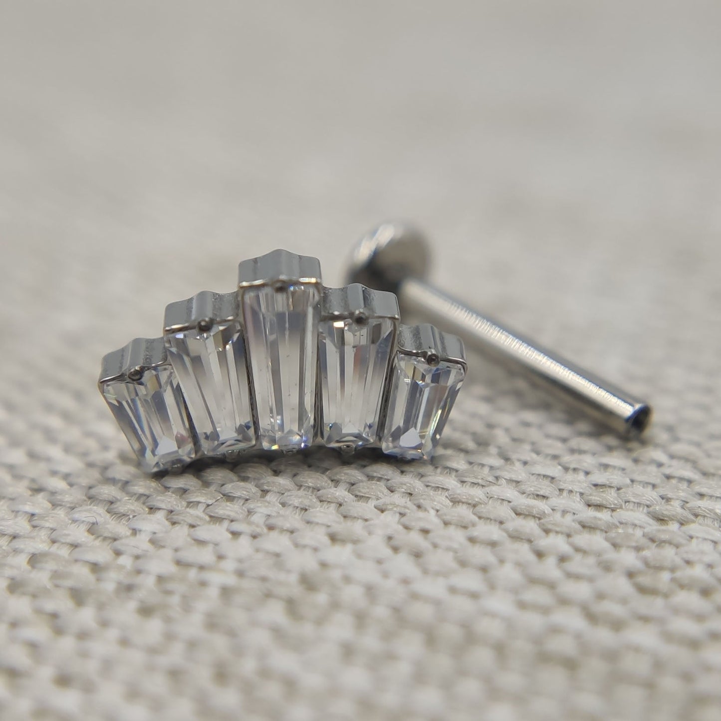 16G ASTM F136 Titanium Labret Stud Crown Crystal