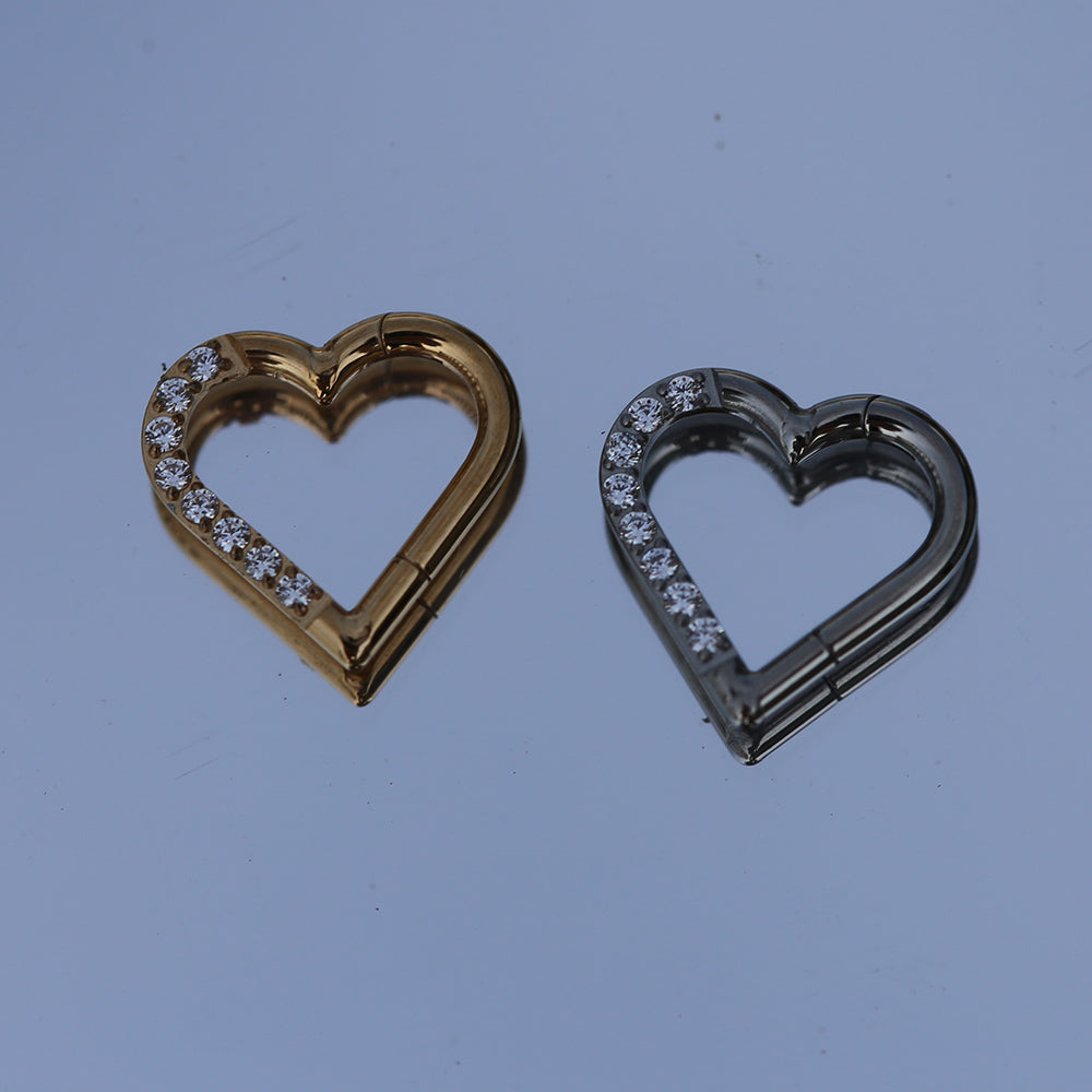 16G ASTM F136 Titanium Hinged Segment Ring Clicker Heart Shape