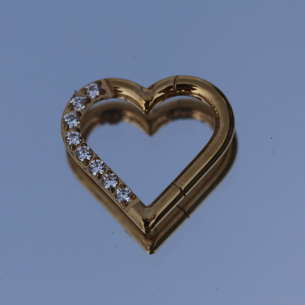 16G ASTM F136 Titanium Hinged Segment Ring Clicker Heart Shape