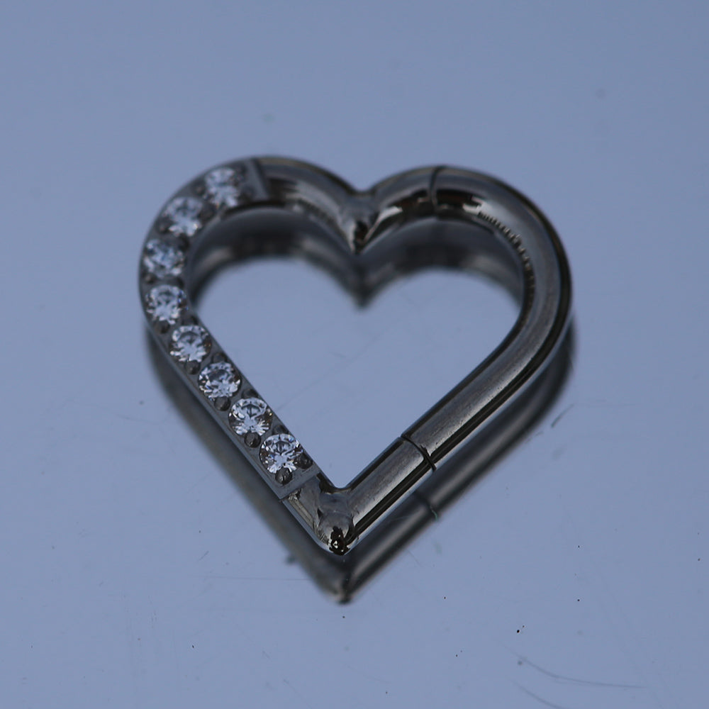 16G ASTM F136 Titanium Hinged Segment Ring Clicker Heart Shape