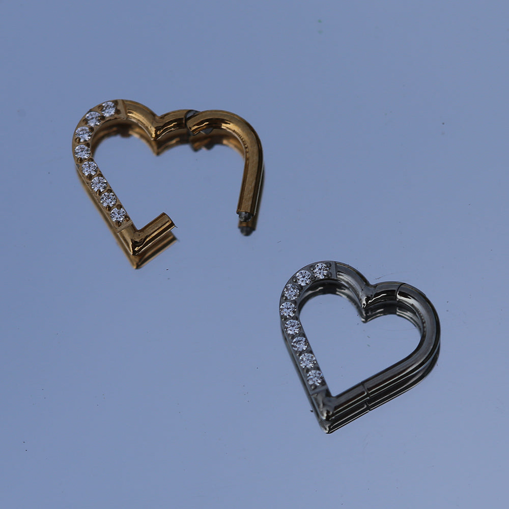 16G ASTM F136 Titanium Hinged Segment Ring Clicker Heart Shape