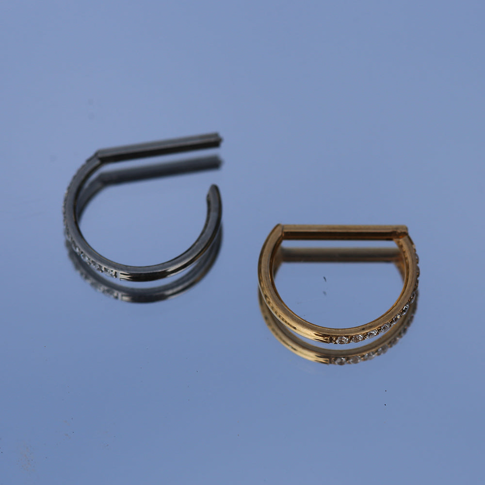 16G ASTM F136 Titanium Hinged Segment Ring Clicker D Ring