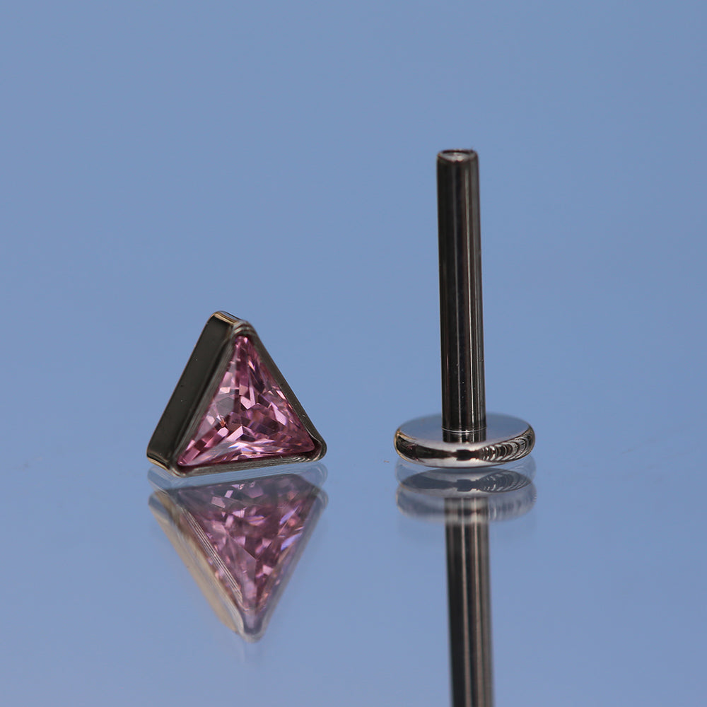 16G ASTM F136 Titanium Triangle CZ Labret Stud