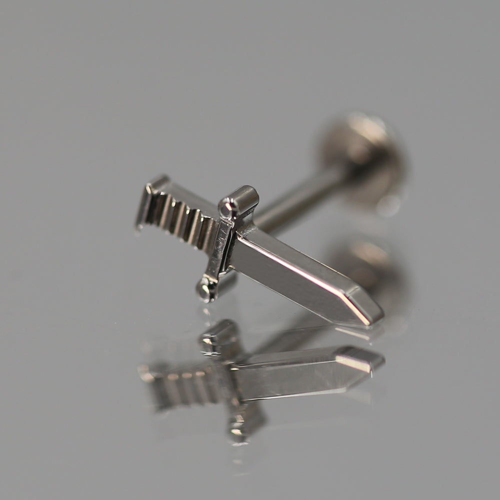 16G ASTM F136 Titanium High Polished Dagger Labret Stud