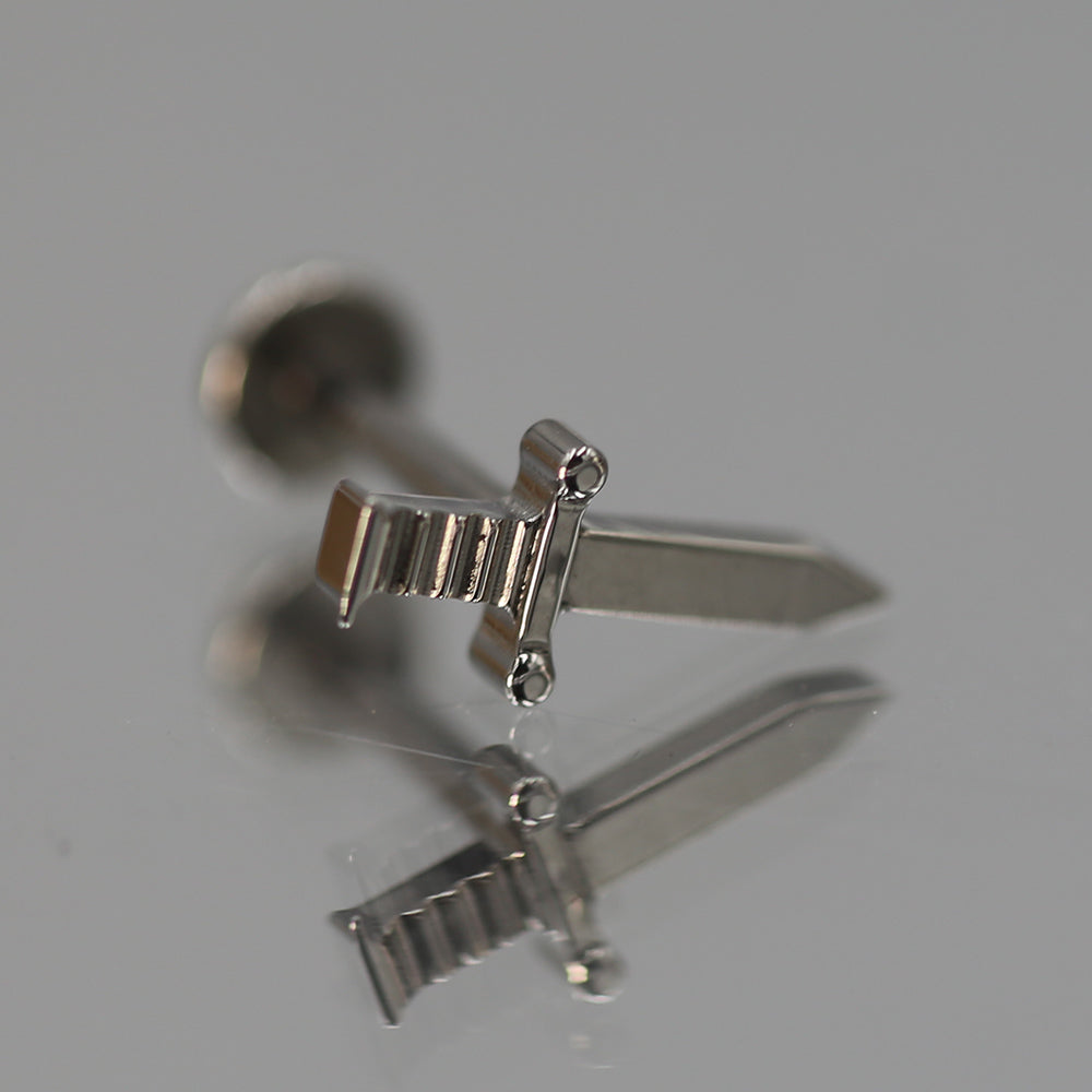 16G ASTM F136 Titanium High Polished Dagger Labret Stud