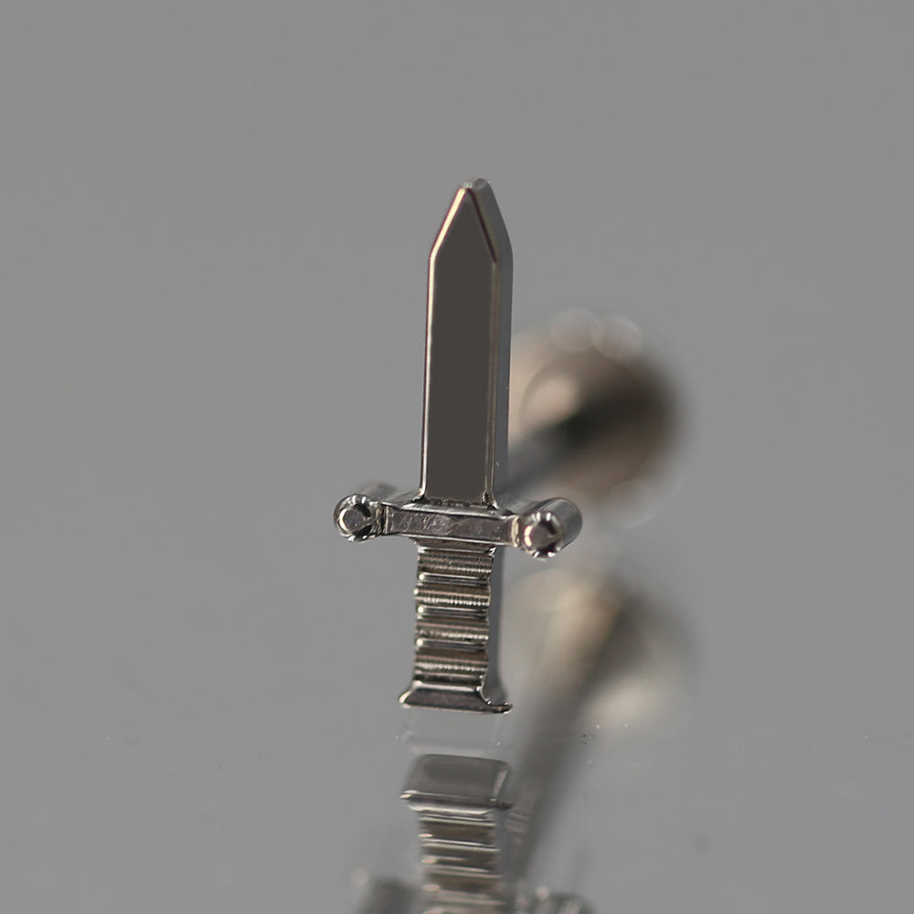 16G ASTM F136 Titanium High Polished Dagger Labret Stud