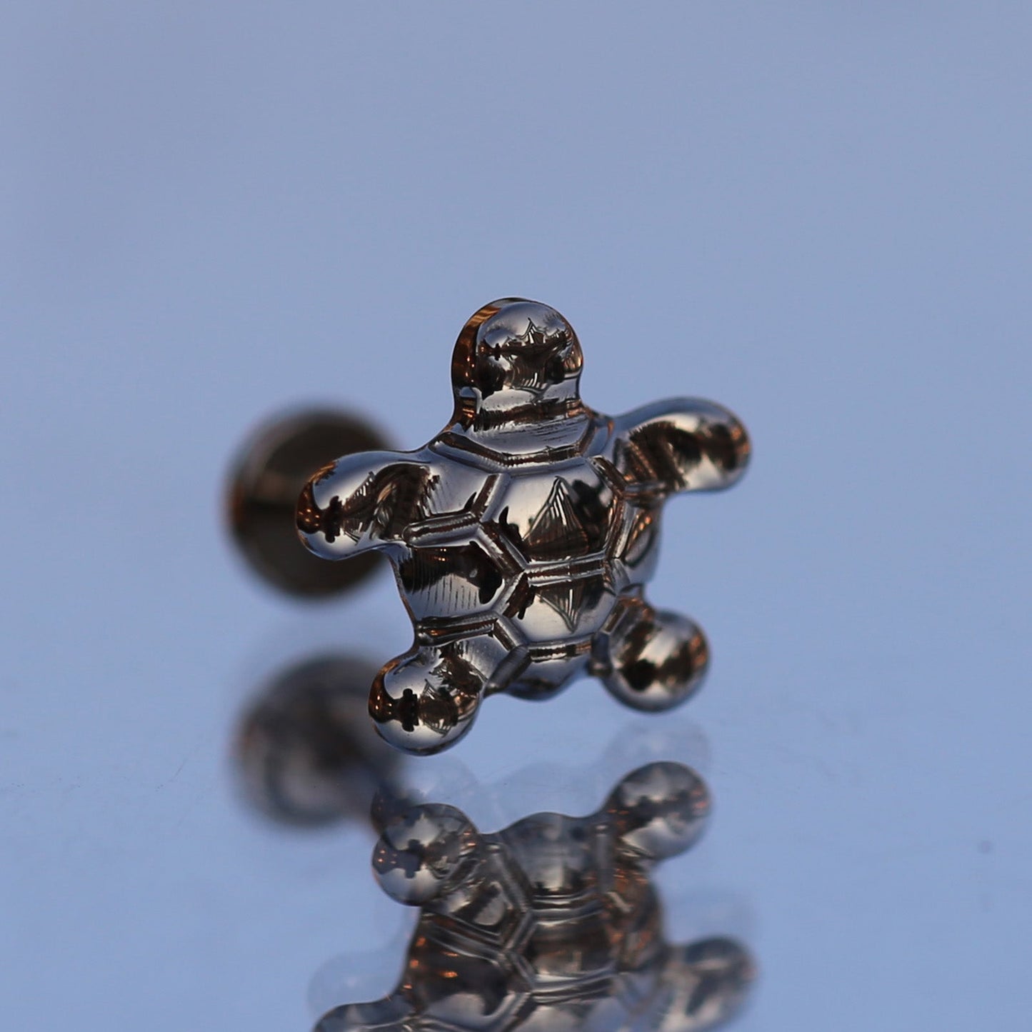 16G ASTM F136 Titanium Internal Threaded Labret Stud Turtle