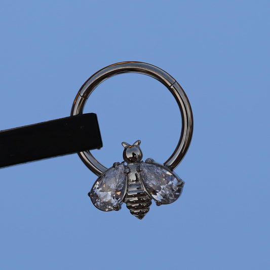 16G ASTM F136 Titanium Bee CZ Septum Clicker