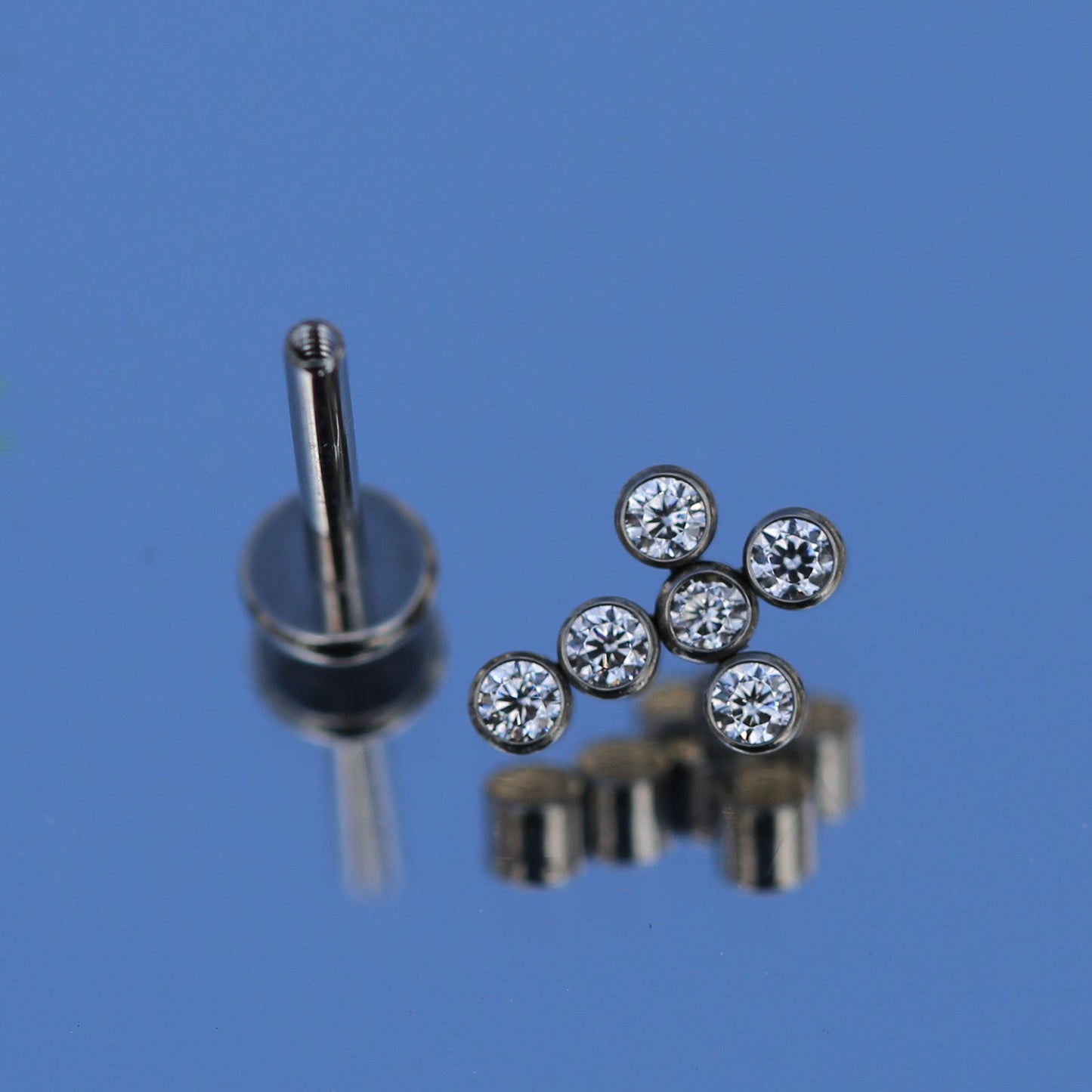 16G ASTM F136 Titanium Cross CZ Labret Stud