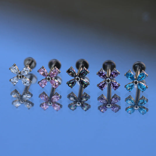 16G ASTM F136 Titanium Internal Thread Clover Labret