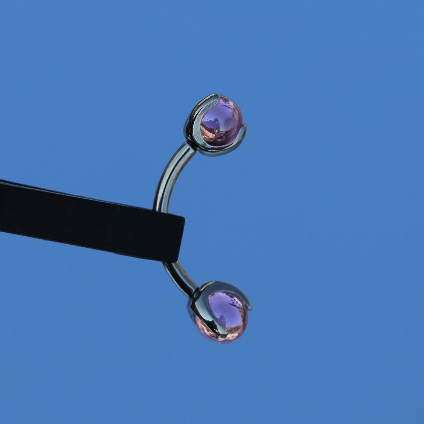 16G 14G ASTM F136 Titanium Curved Barbell Eyebrow Rook Piercing Barbell Crystal