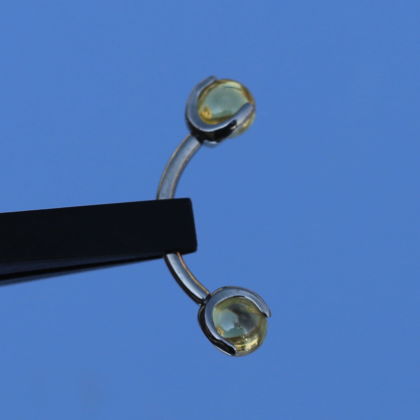 16G 14G ASTM F136 Titanium Curved Barbell Eyebrow Rook Piercing Barbell Crystal