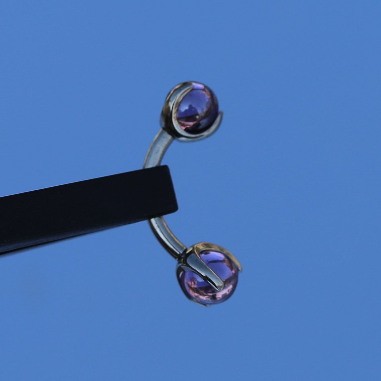 16G 14G ASTM F136 Titanium Curved Barbell Eyebrow Rook Piercing Barbell Crystal