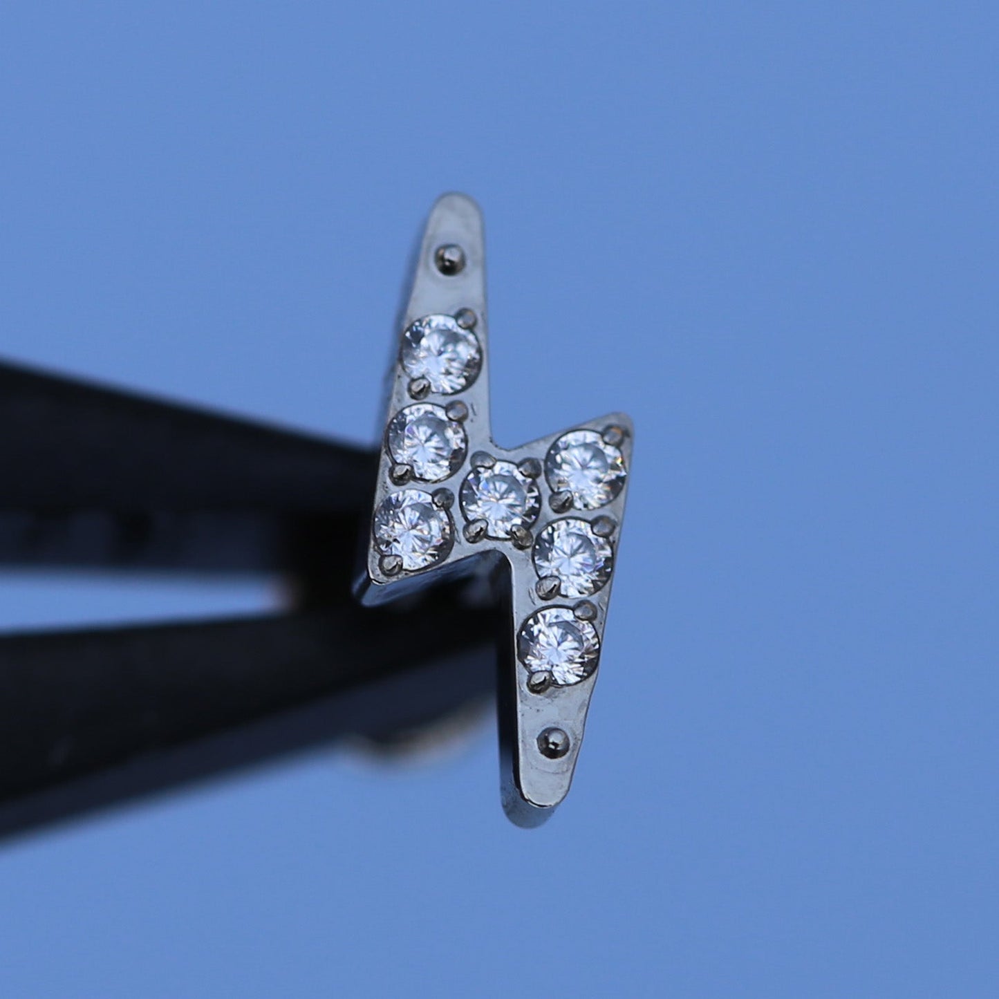 16G ASTM F136 Titanium Lightning Moon CZ Labret Stud