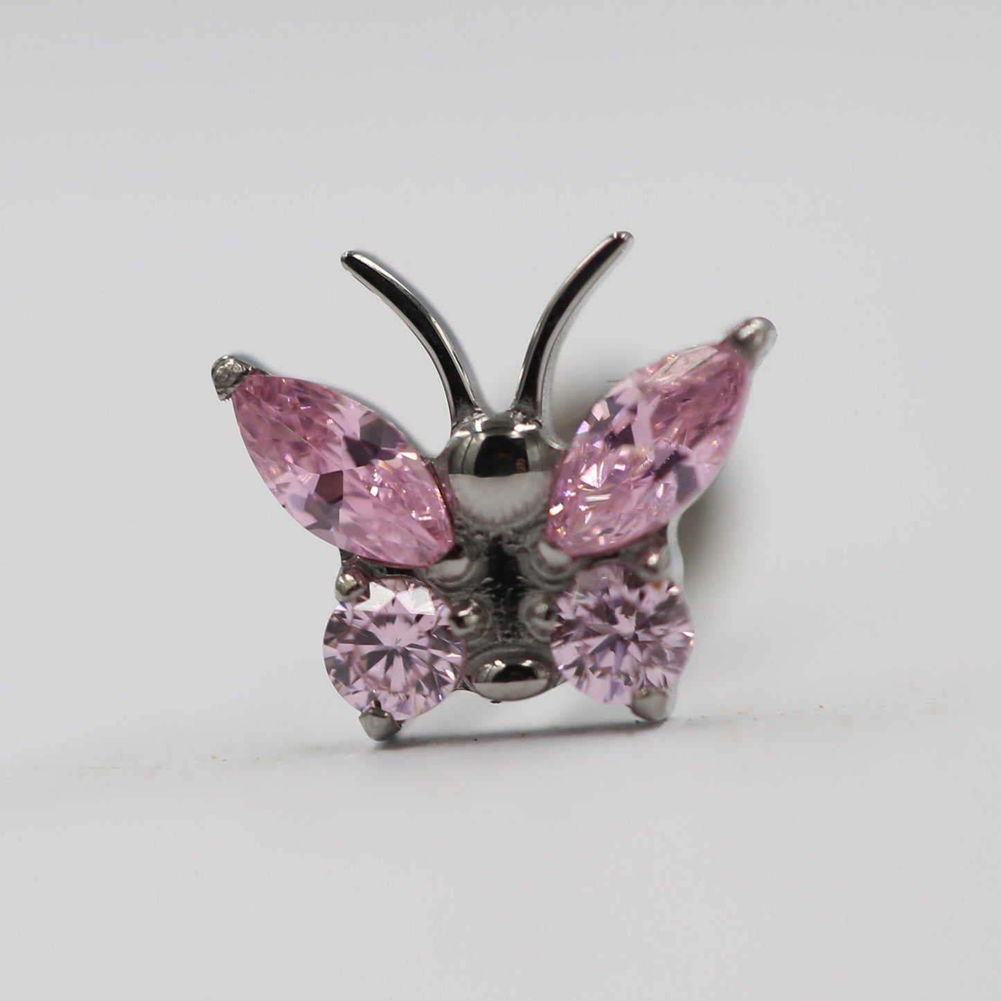 16G ASTM F136 Titanium Internal Thread Labret Stud Butterfly CZ