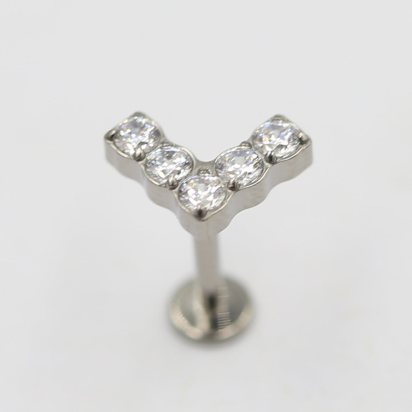 16G ASTM F136 Titanium Internal Thread Labret Stud Arrow CZ