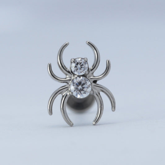 16G ASTM F136 Titanium Spider CZ Labret Stud