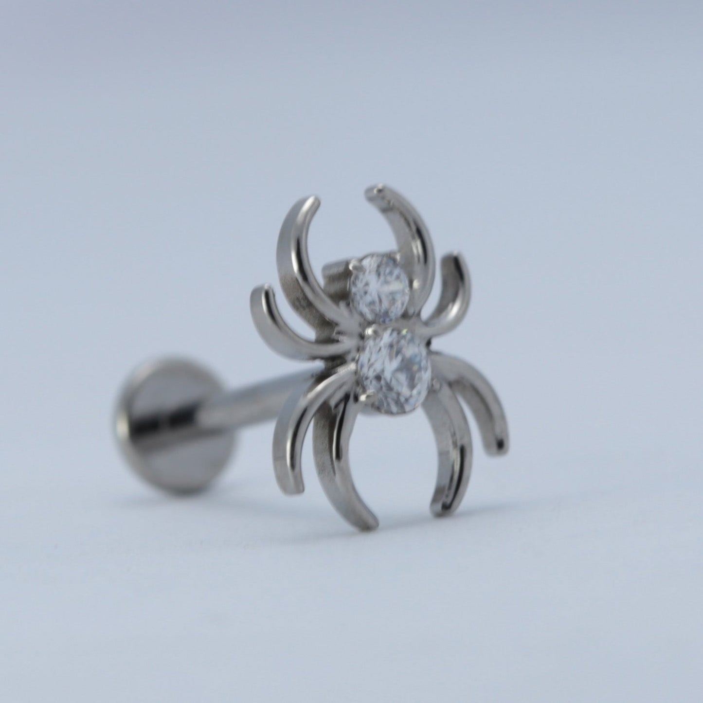 16G ASTM F136 Titanium Spider CZ Labret Stud