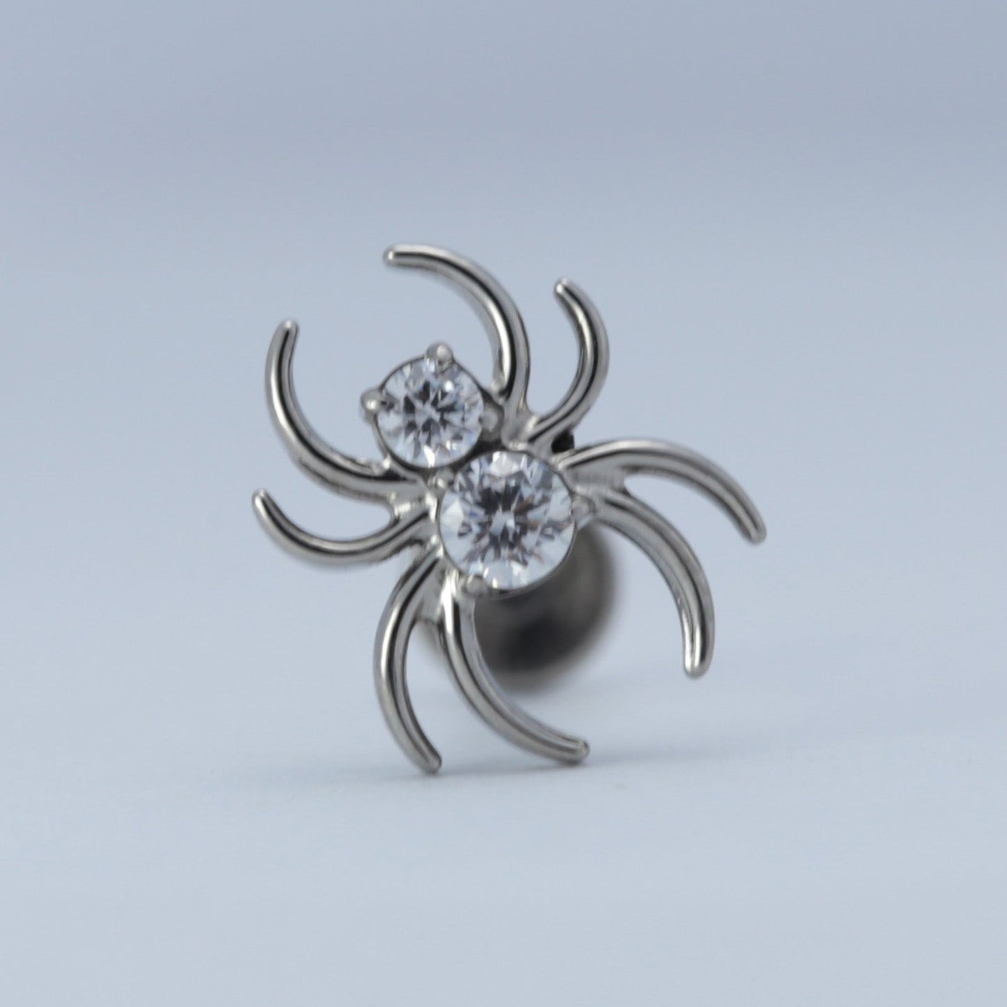 16G ASTM F136 Titanium Spider CZ Labret Stud