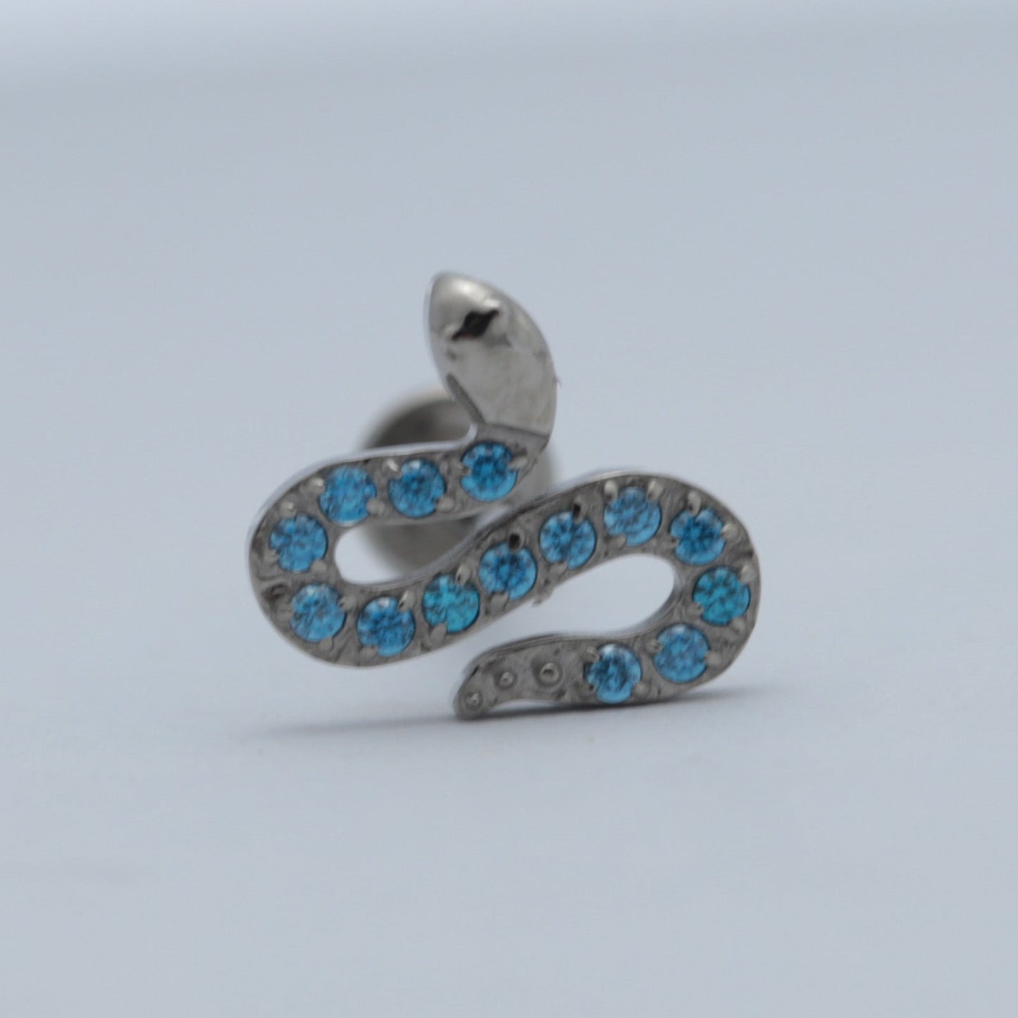 16G ASTM F136 Titanium Larbet Stud Snake CZ