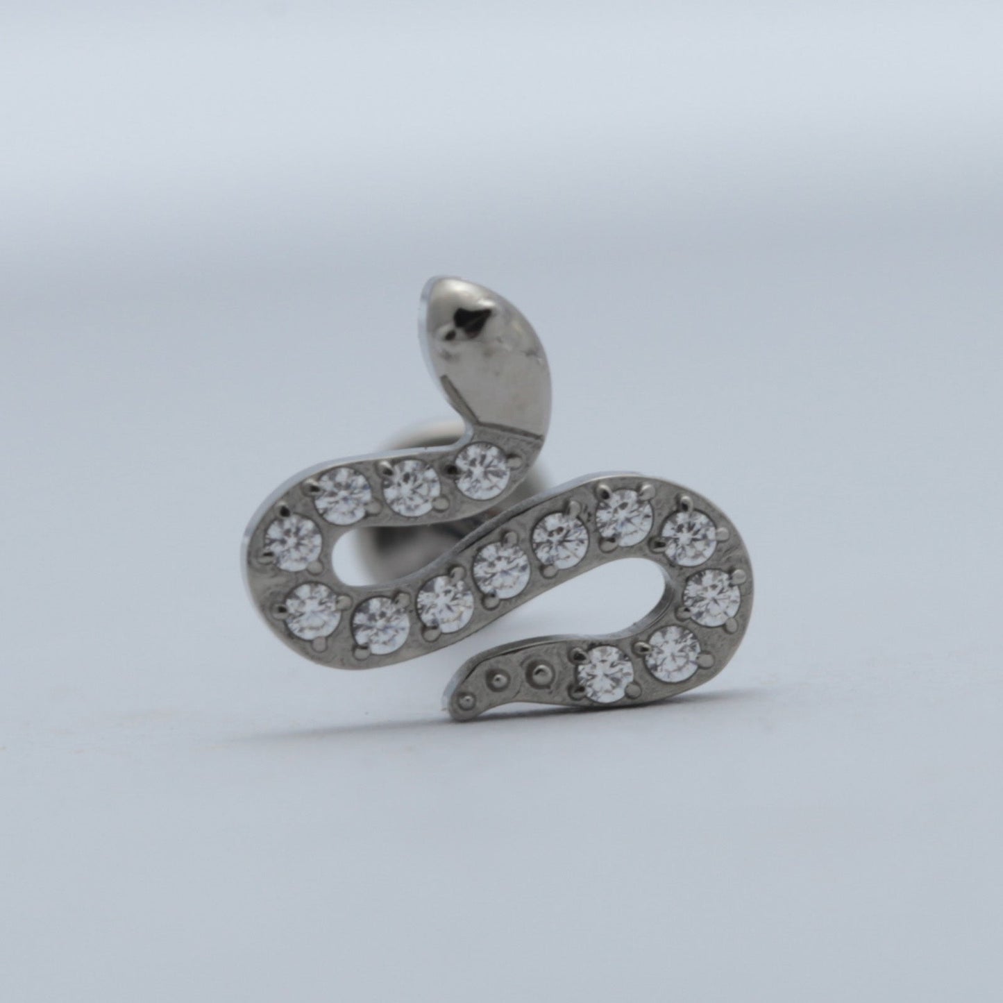 16G ASTM F136 Titanium Larbet Stud Snake CZ