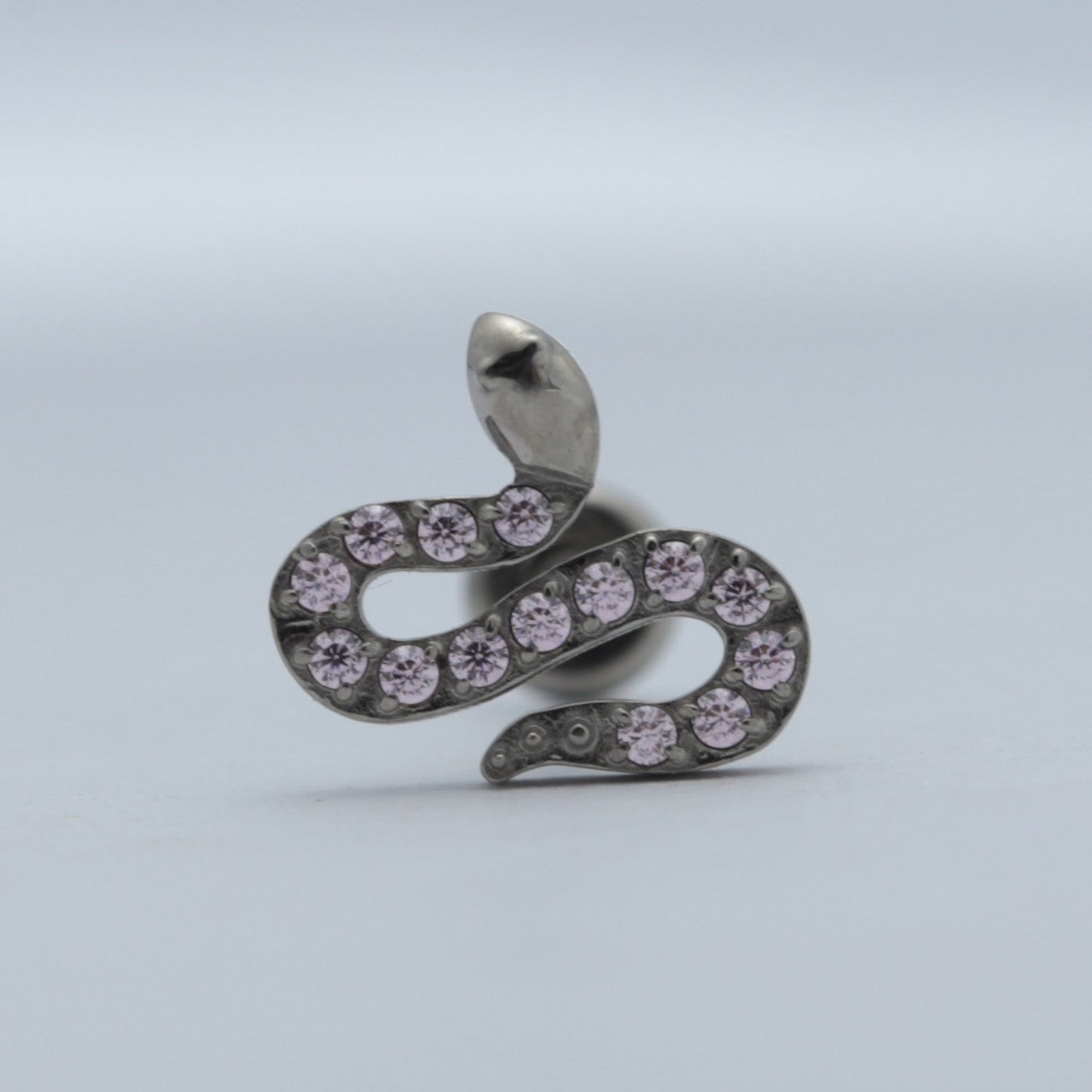 16G ASTM F136 Titanium Larbet Stud Snake CZ