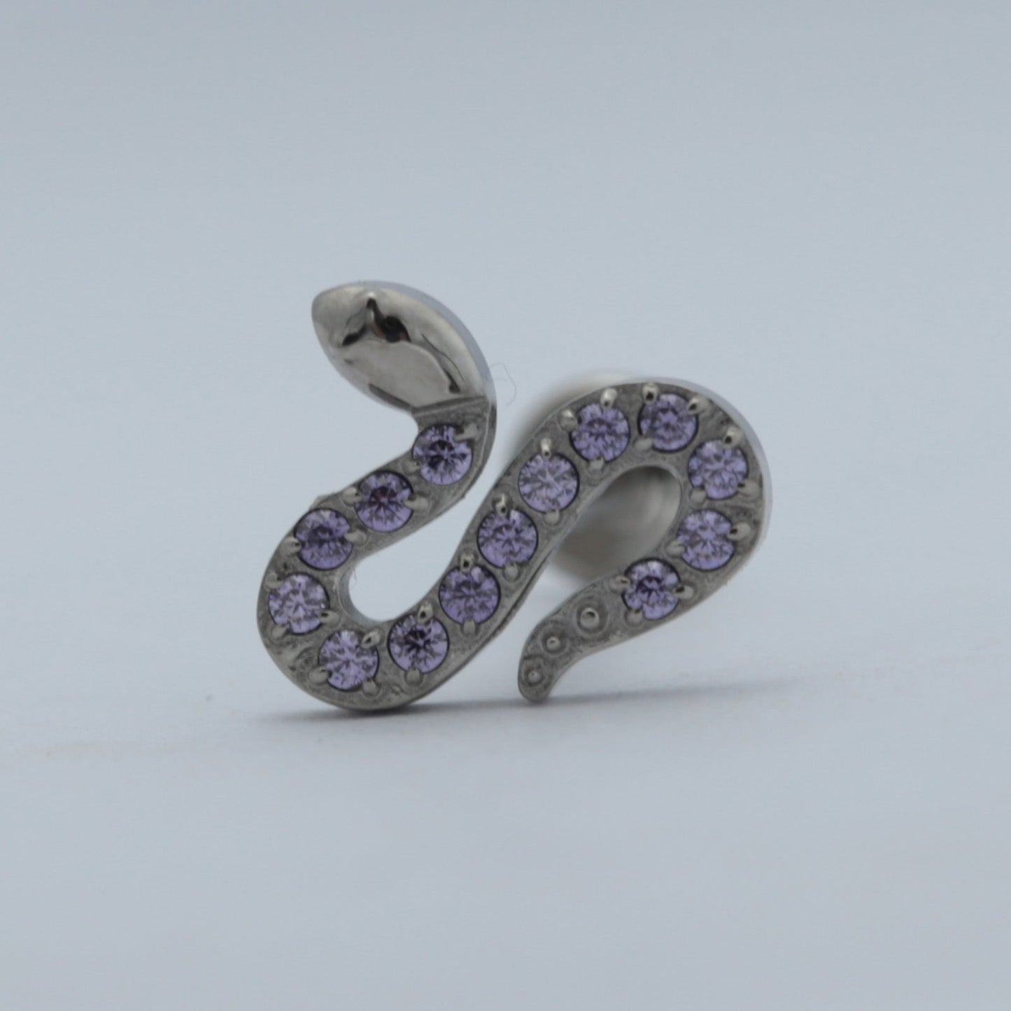 16G ASTM F136 Titanium Larbet Stud Snake CZ