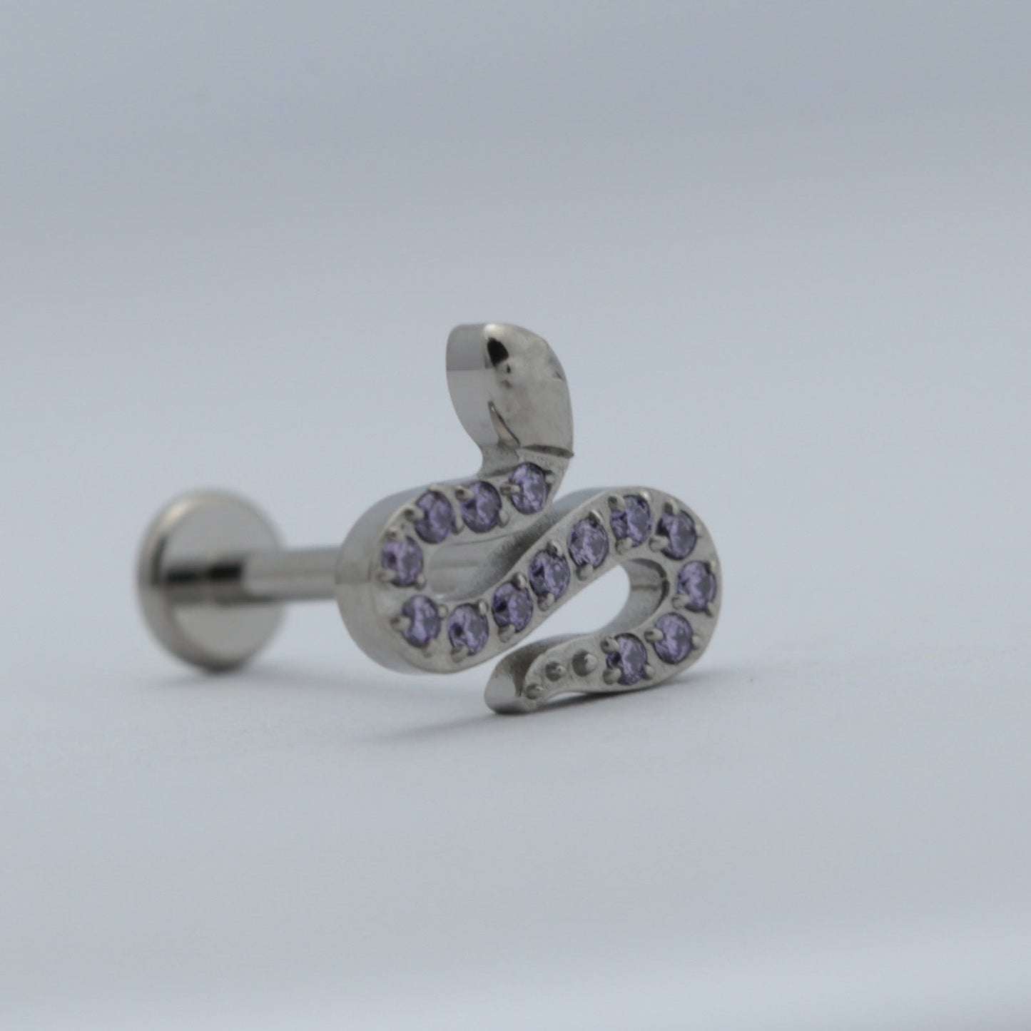 16G ASTM F136 Titanium Larbet Stud Snake CZ