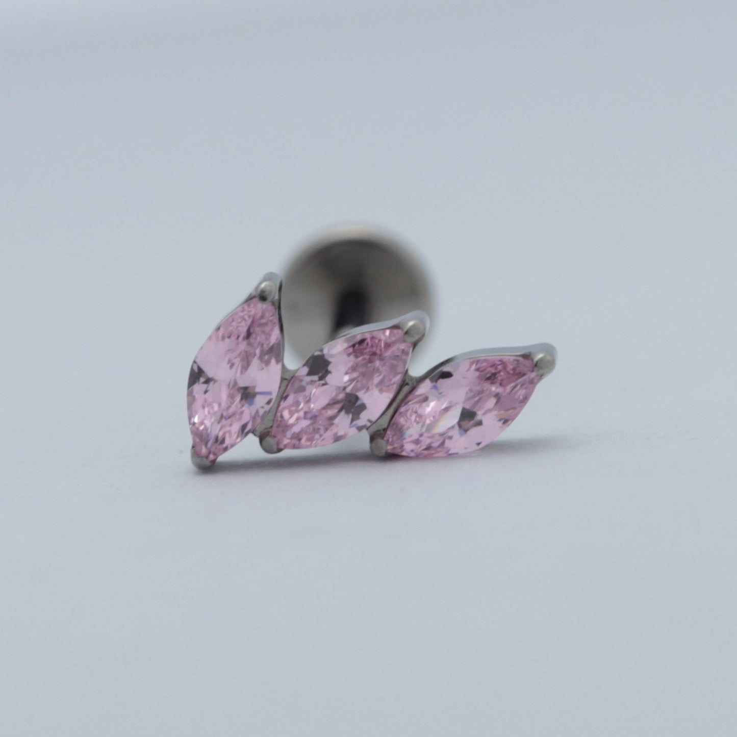 16G ASTM F136 Titanium Internal Threaded Labret Stud 3 CZ