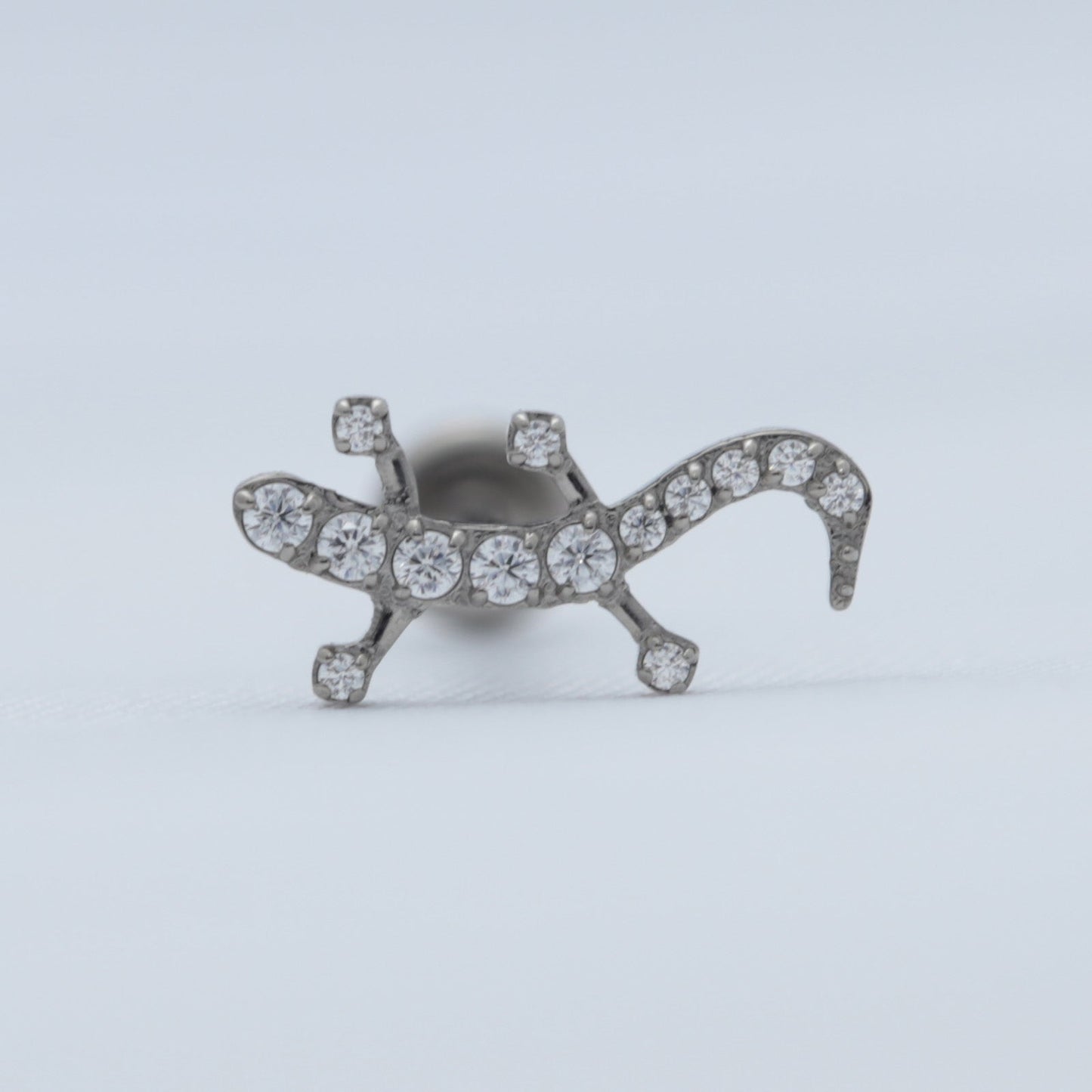 16G ASTM F136 Titanium Labret Stud Lizard CZ