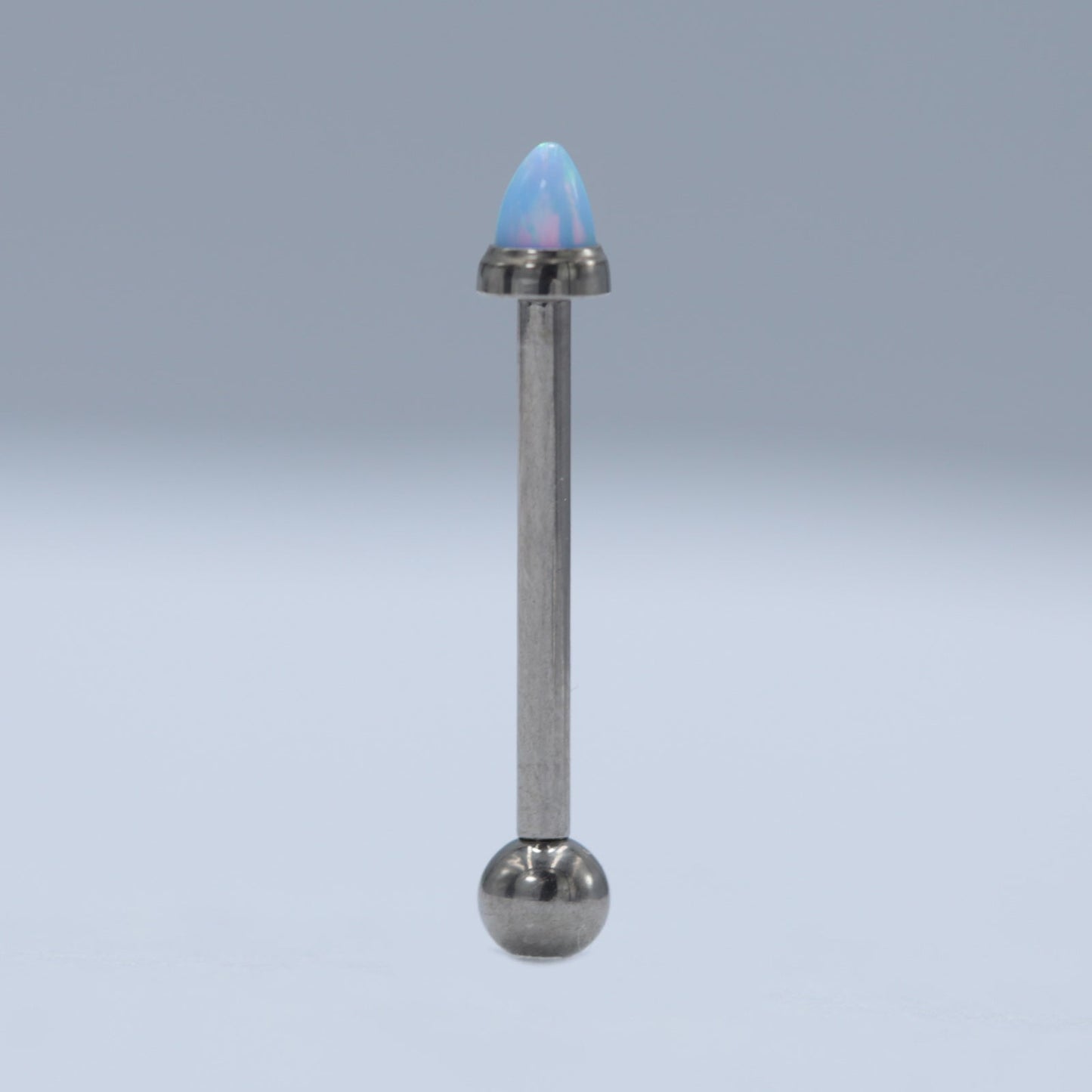 14G ASTM F136 Titanium Bullet Opal Straight Barbell Tongue Piercing