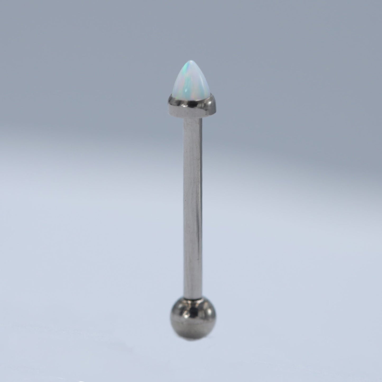 14G ASTM F136 Titanium Bullet Opal Straight Barbell Tongue Piercing