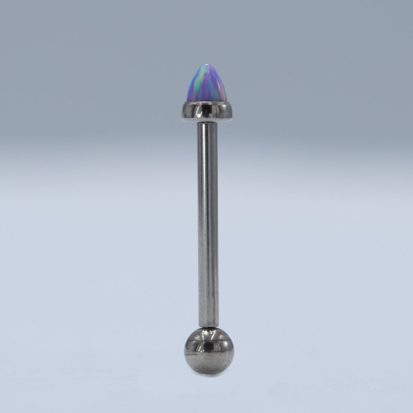 14G ASTM F136 Titanium Bullet Opal Straight Barbell Tongue Piercing