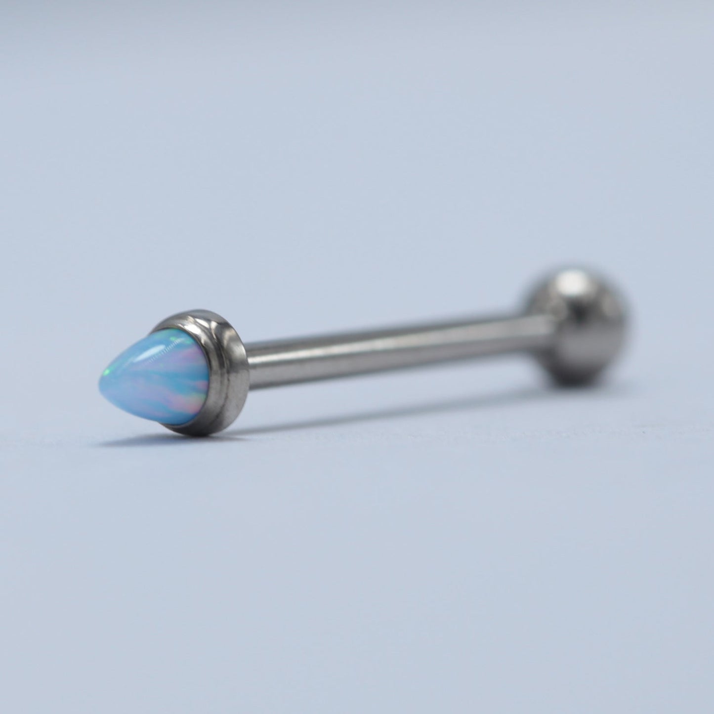 14G ASTM F136 Titanium Bullet Opal Straight Barbell Tongue Piercing