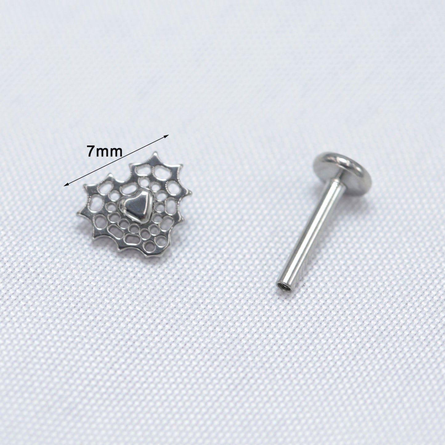 16G ASTM F136 Titanium Iron Heart Labret Stud