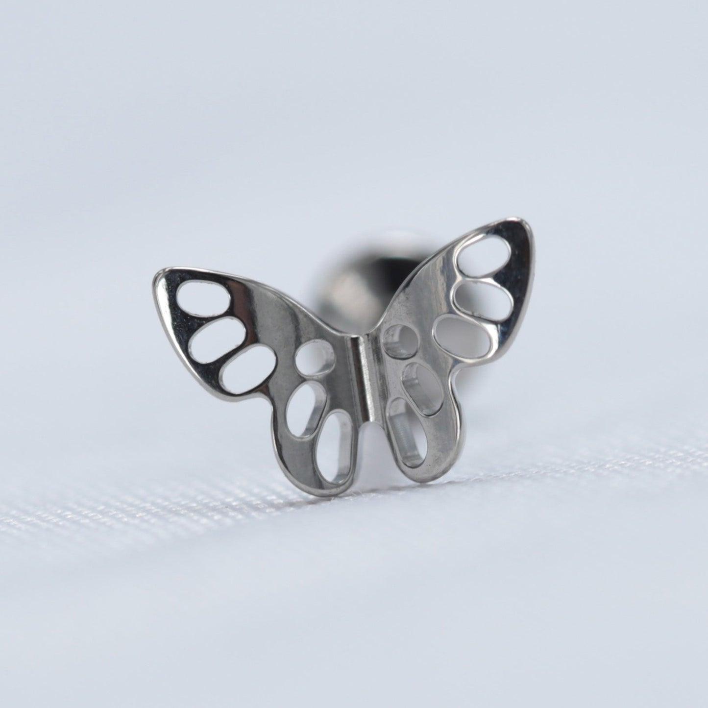 16G ASTM F136 Titanium Butterfly Labret Stud Internal Threaded