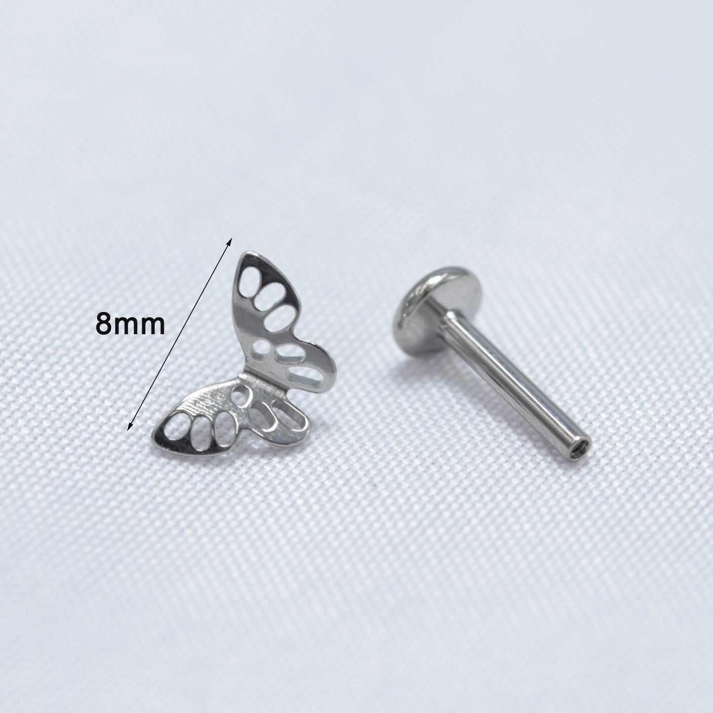 16G ASTM F136 Titanium Butterfly Labret Stud Internal Threaded