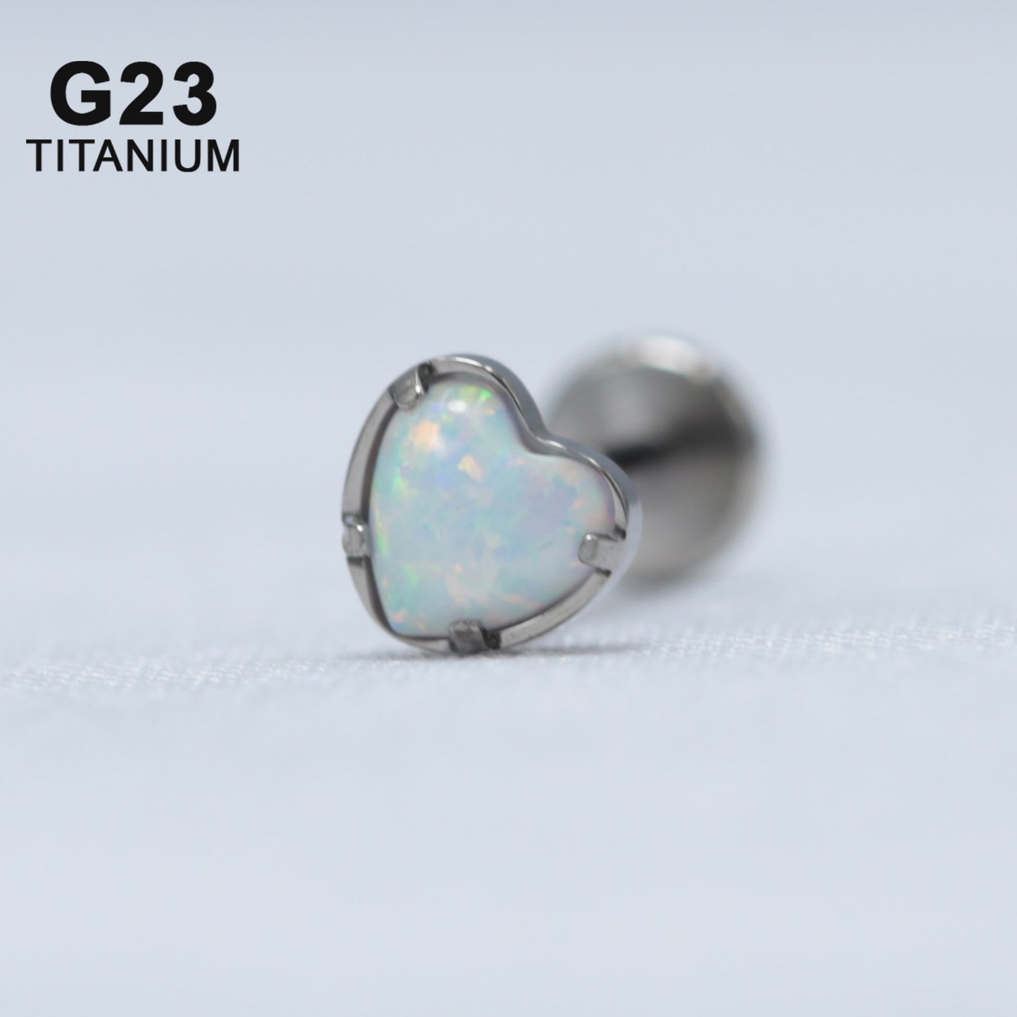 16G ASTM F136 Titanium Labet Stud Opal Heart Helix Jewelry Earring