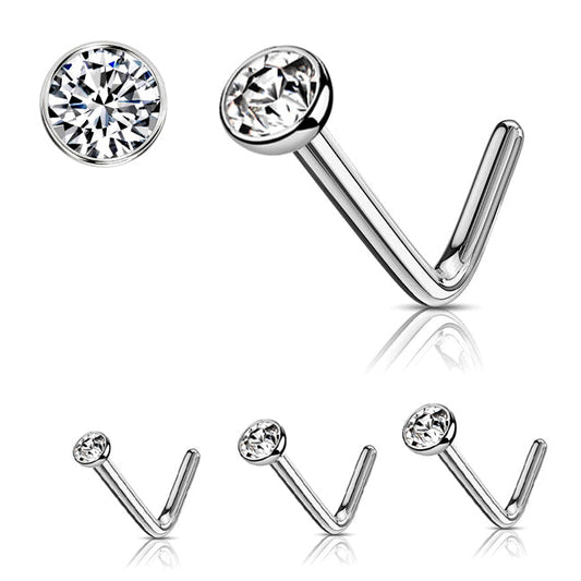 18G 20G ASTM F136 Titanium L Shape Nose Stud Nostrils