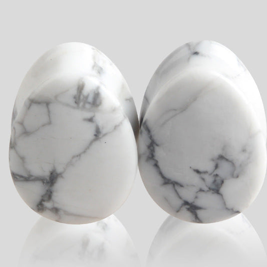 white tear drop stone ear plugs