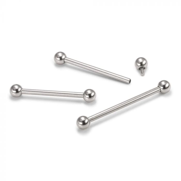 14G ASTM F136 High Polished Titanium Straight Barbell with Ball